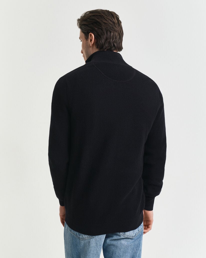 Cotton Piqué Half-Zip Sweater