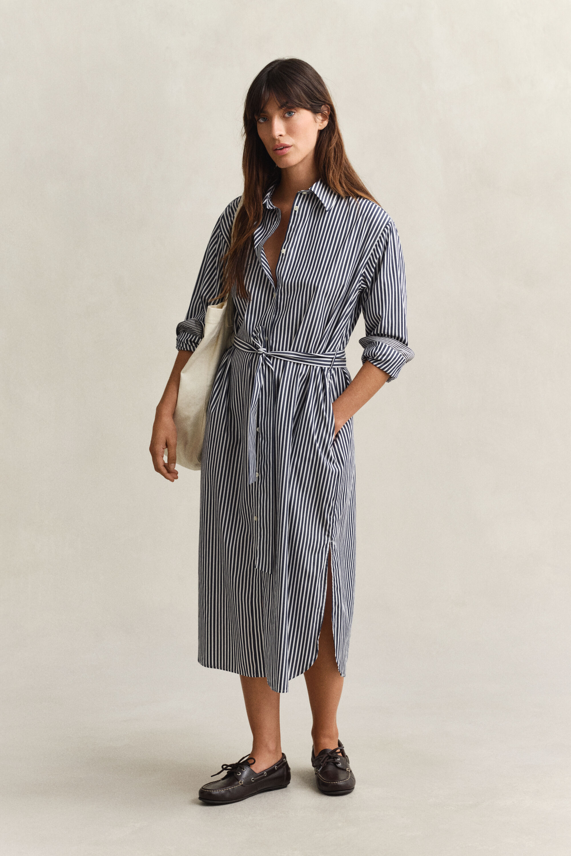 Striped Poplin Shirt Dress