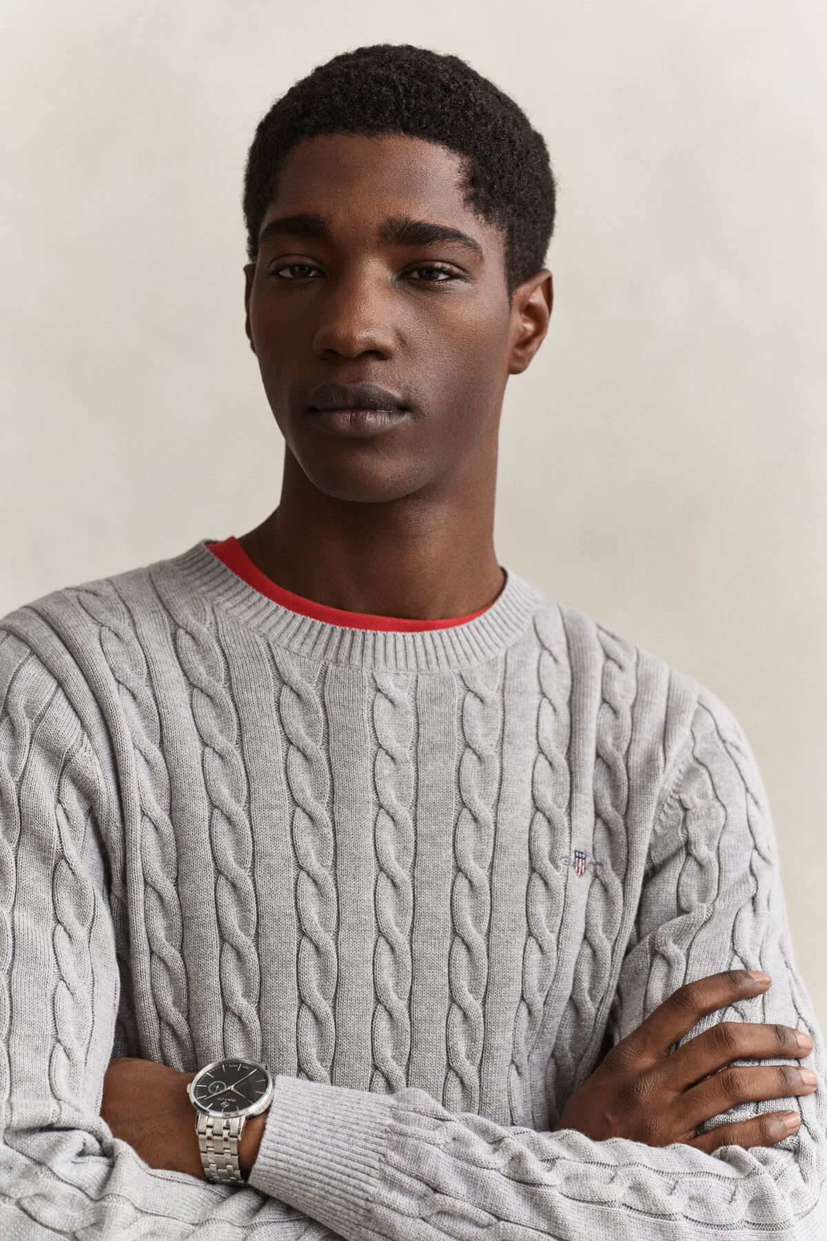 Classic Cable Knit Sweater — GREY MELANGE