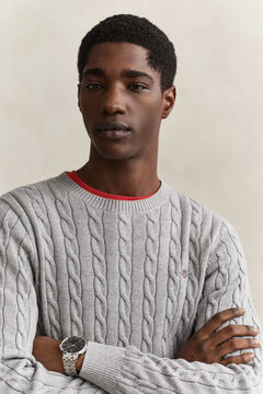 Classic Cable Knit Sweater — GREY MELANGE 3