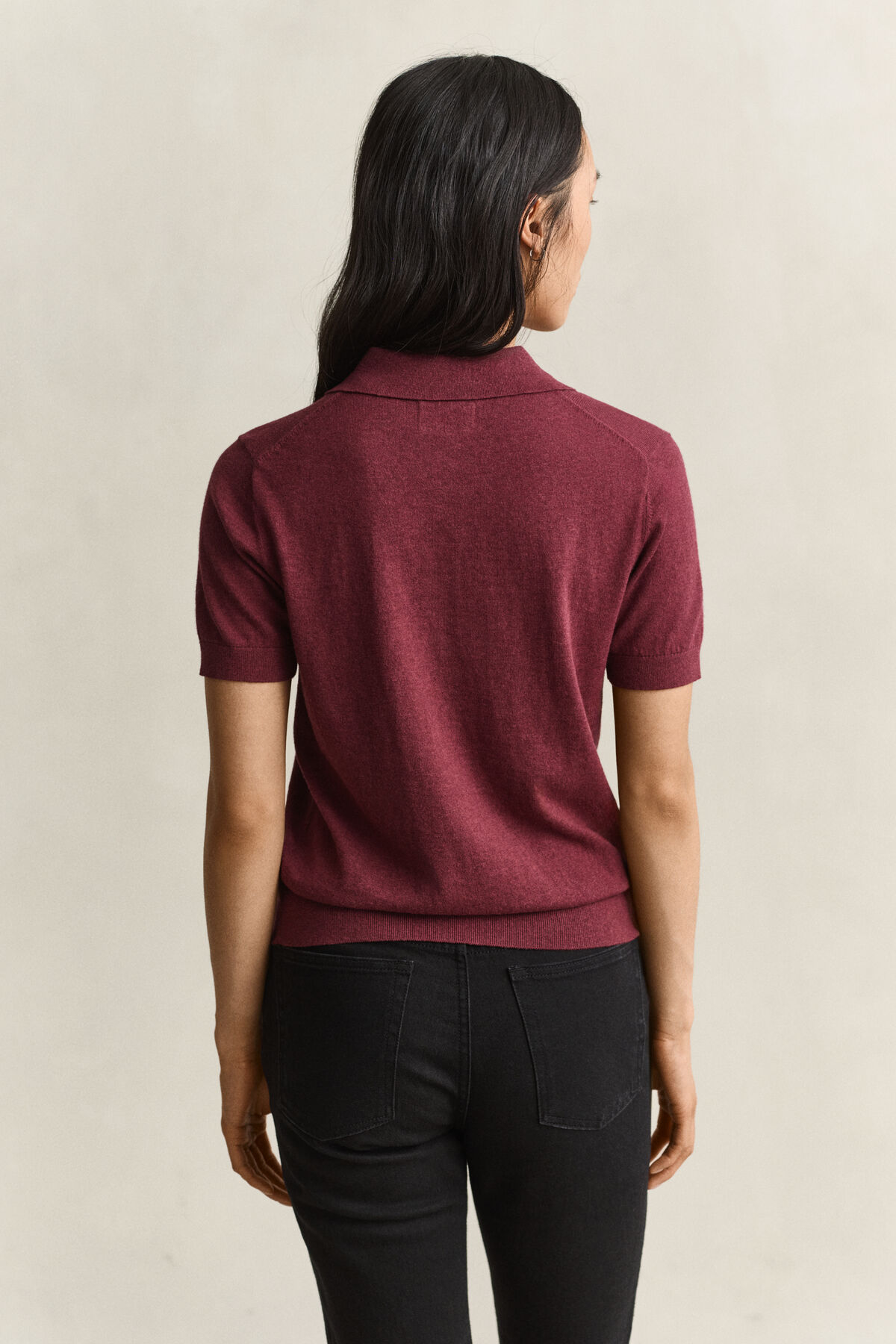 Light Knitted Polo Sweater — DARKENED WINE