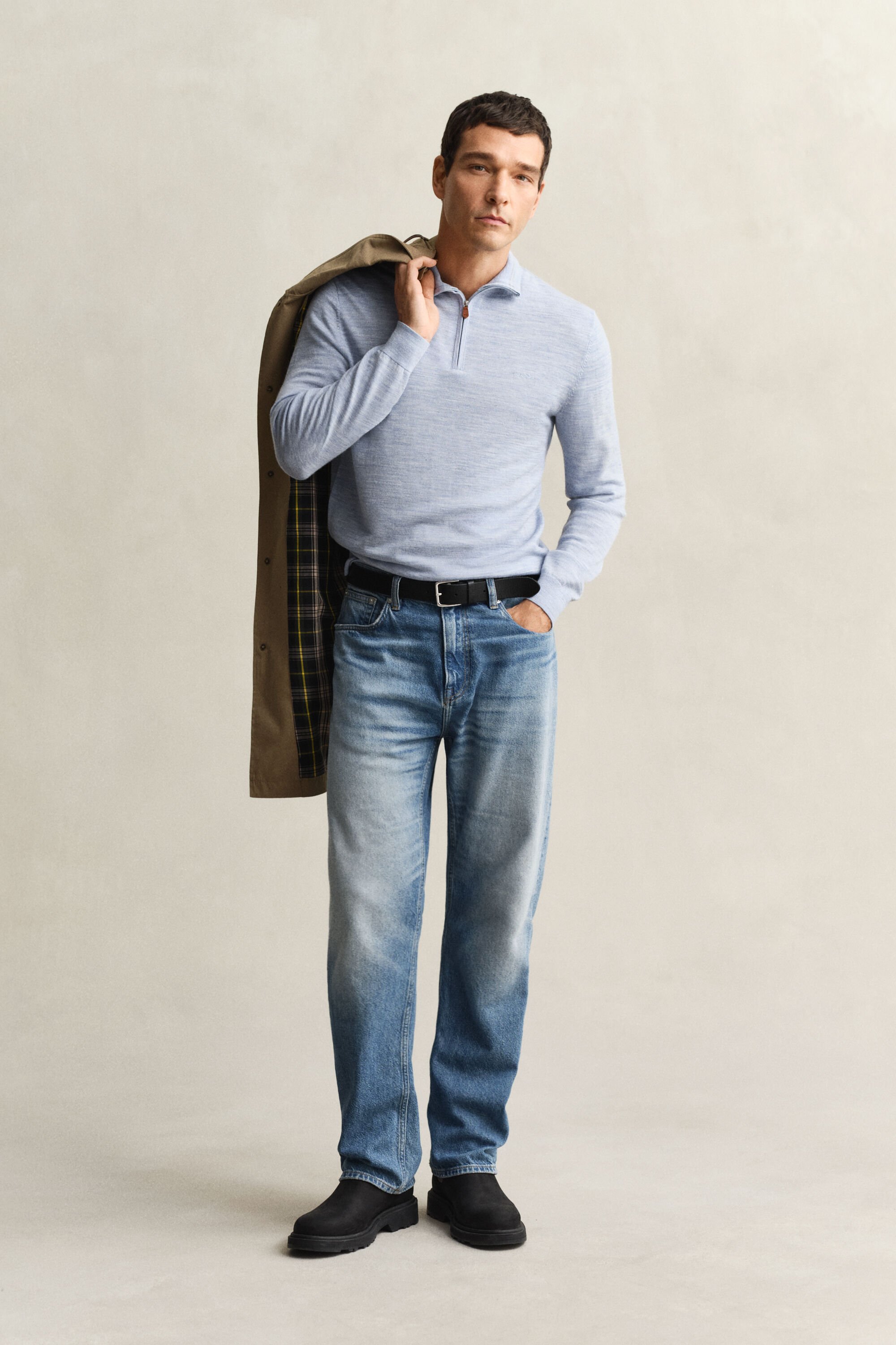 Extra Fine Merino Wool Half-Zip Sweater