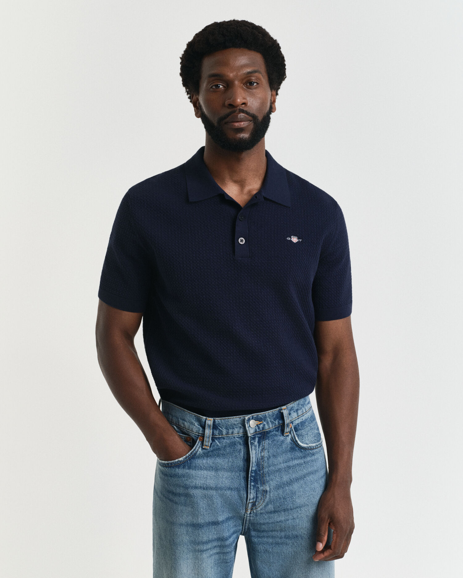 Linen Blend Short Sleeve Polo Sweater - GANT