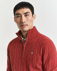 Lambswool Cable Knit Half-Zip Sweater
