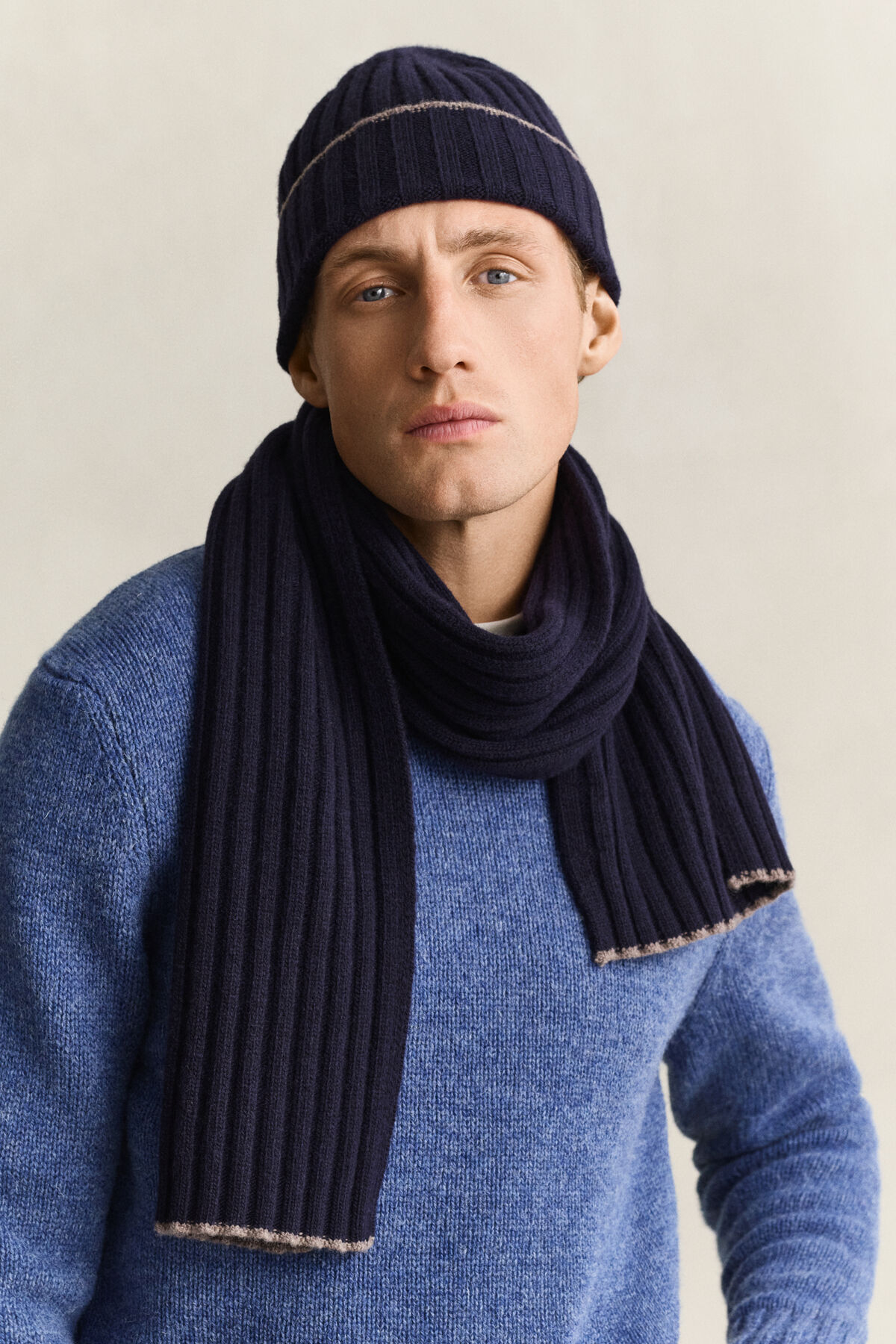 Tipped Scarf & Beanie Gift Set — EVENING BLUE