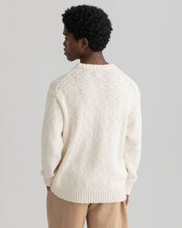 Relaxed Fit Slub Cotton Crew Neck Sweater