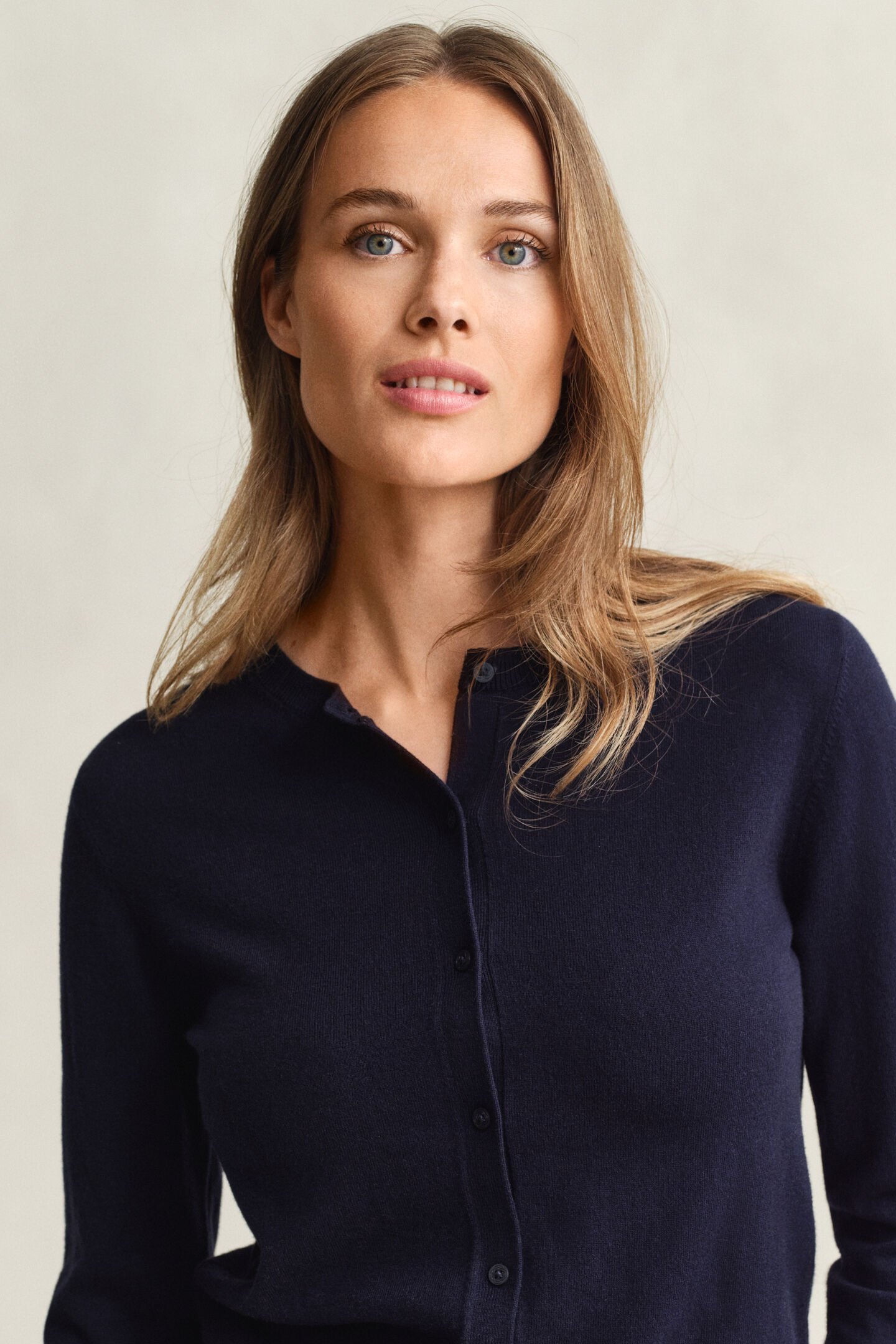 Lightweight Knit Crew Neck Cardigan