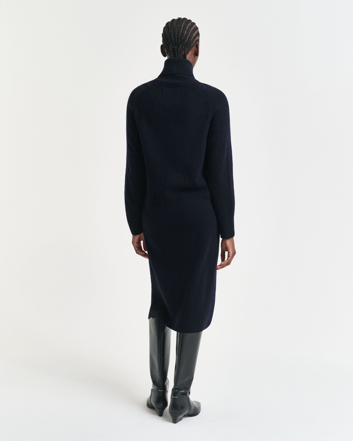 Knit Detail Turtleneck Dress