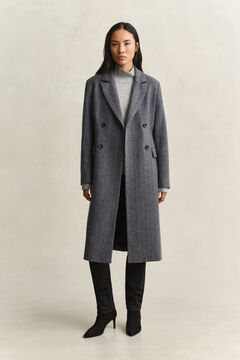 Striped Wool Blend Coat — CHARCOAL MELANGE 7