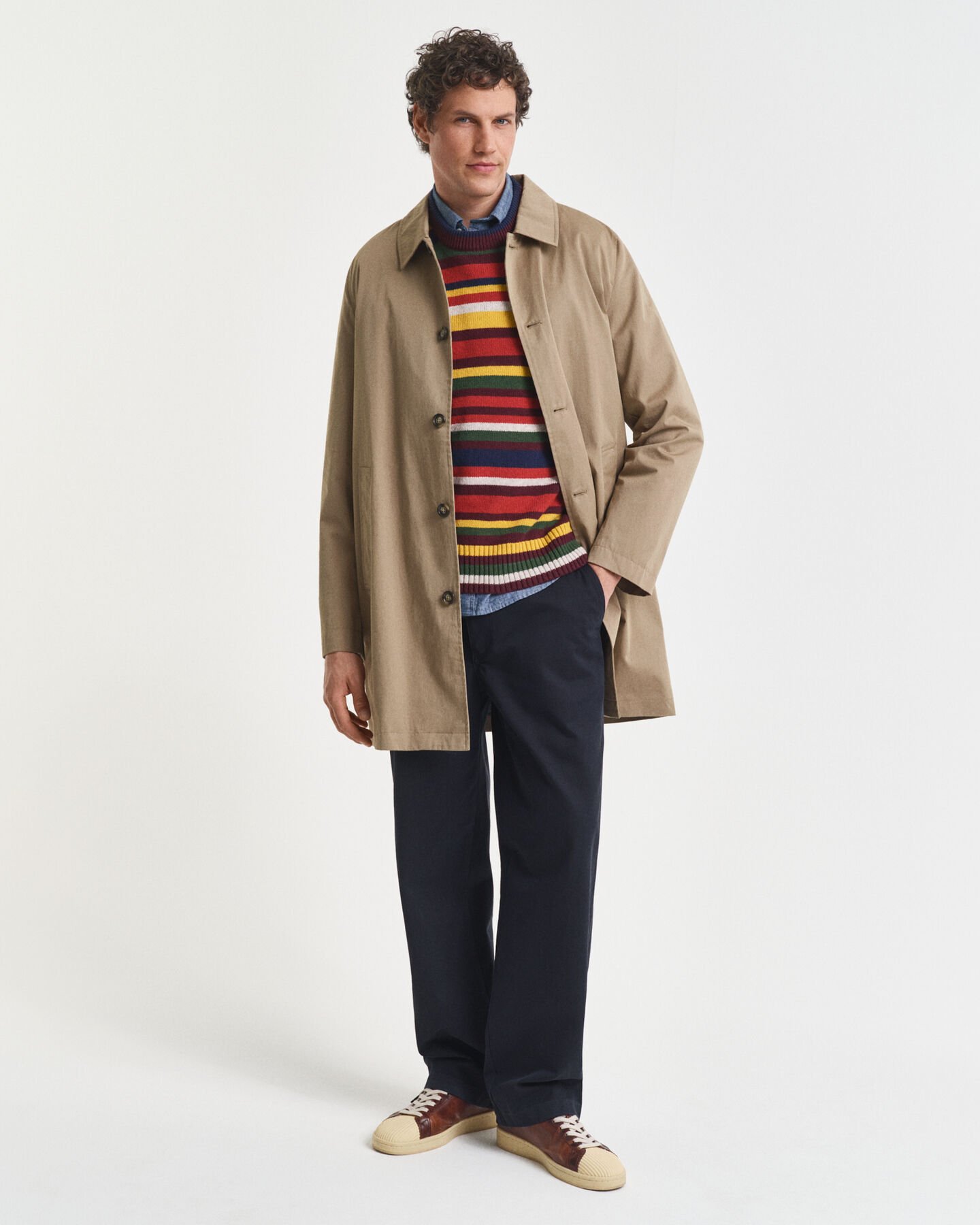 Multicolored Striped Crew Neck Sweater