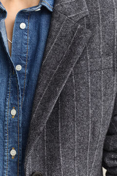 Pinstriped Hourglass Blazer — CHARCOAL MELANGE 5