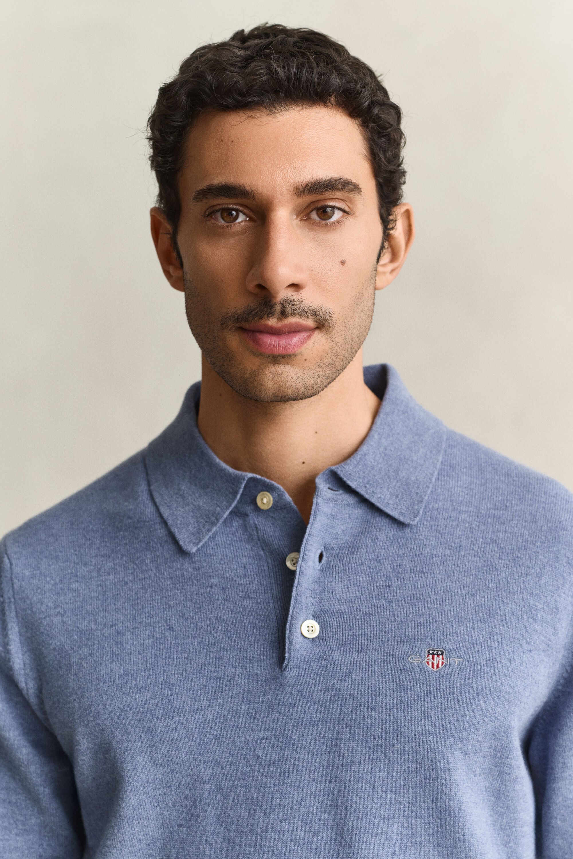 Superfine Lambswool Polo Sweater — BLUE HORIZON