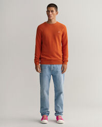 Cotton Piqu&eacute; Crew Neck Sweater