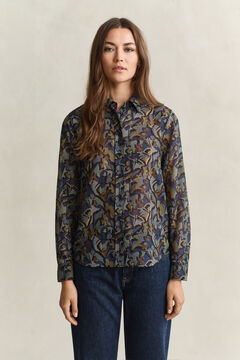 Printed Cotton Silk Shirt — EVENING BLUE 5