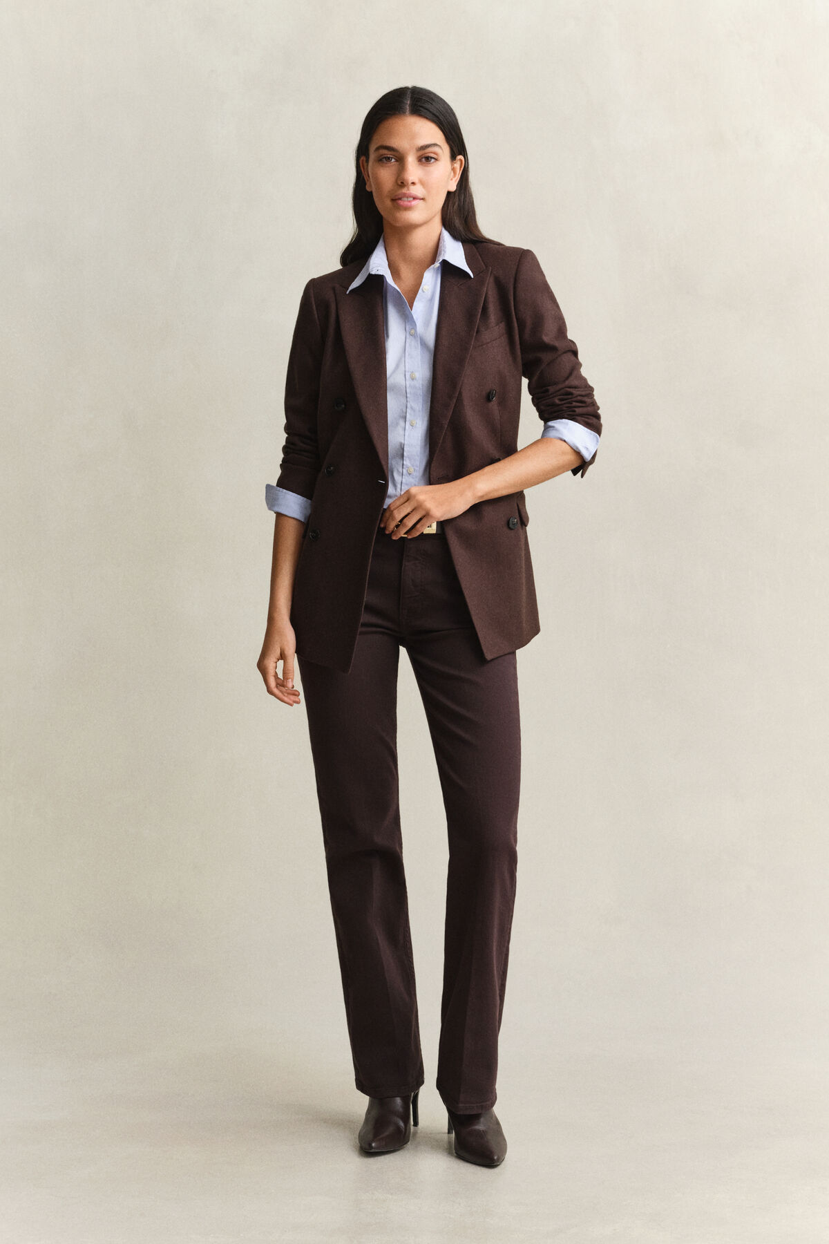 Slim Flared Color Jeans — DEEP BROWN
