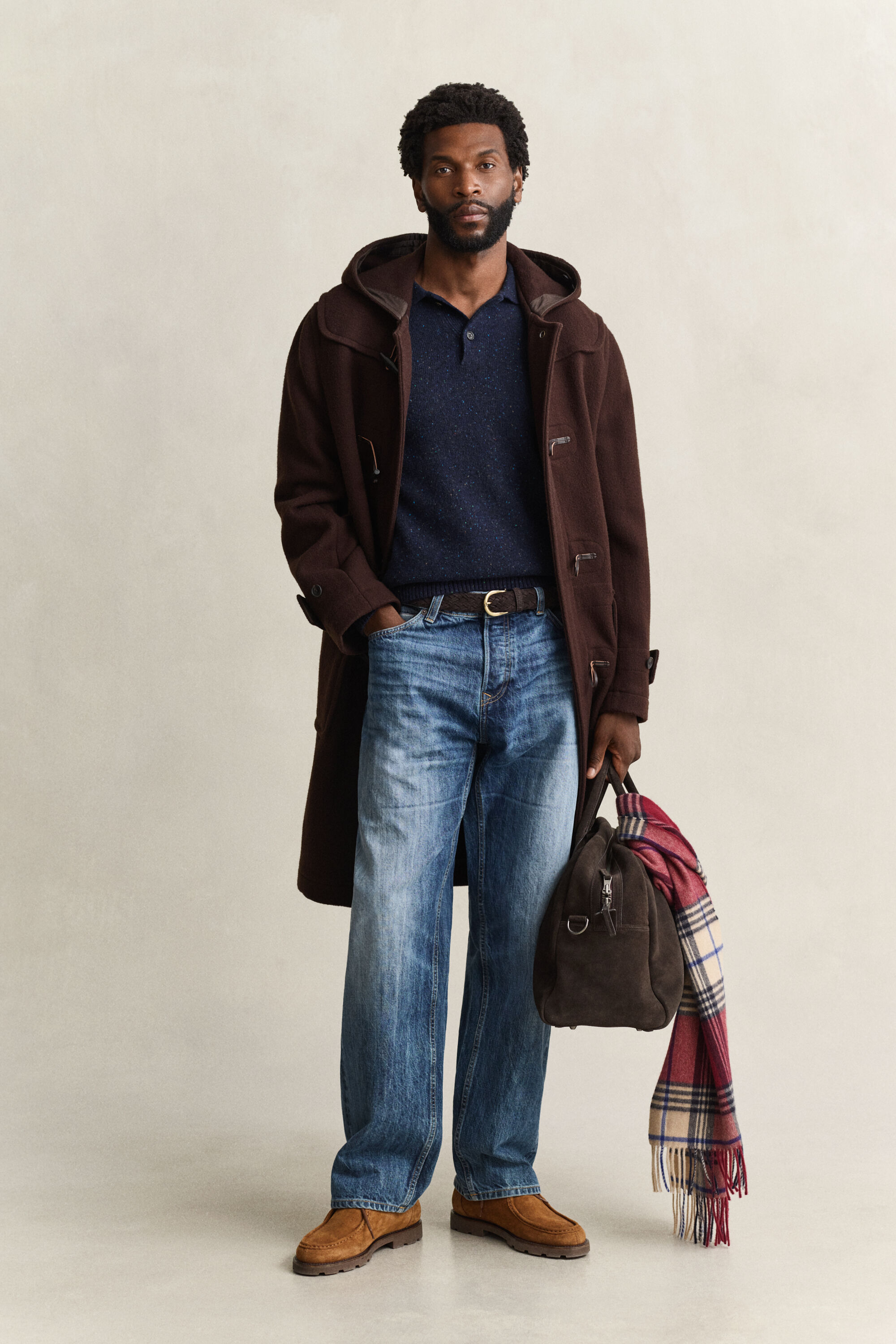 Wool Blend Nepps Polo Sweater