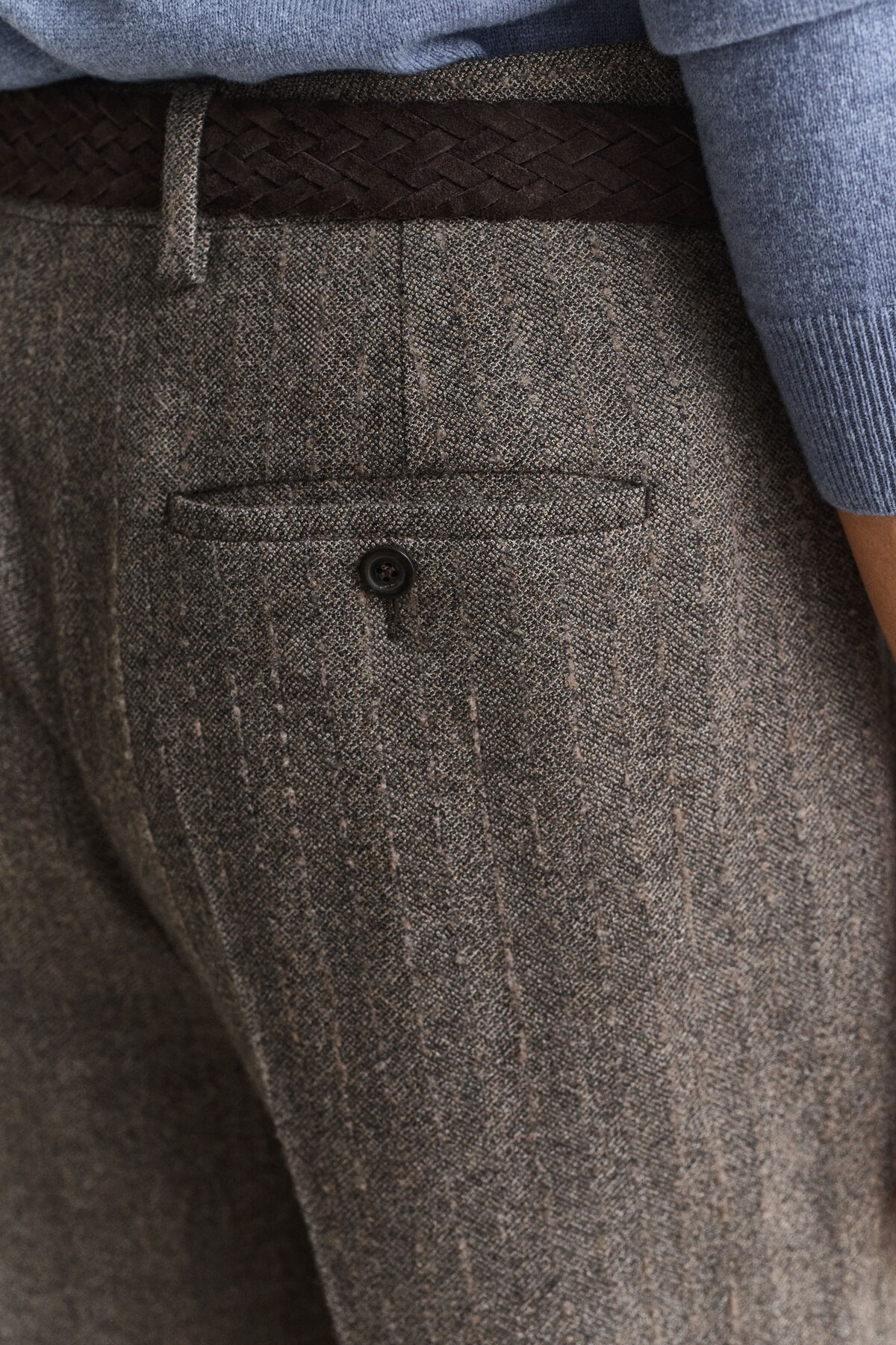 Pinstriped Suit Pants — SHADOW BROWN