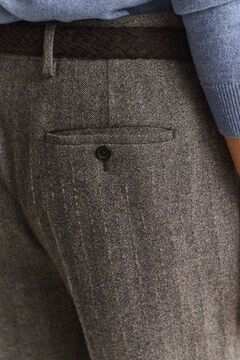 Pinstriped Suit Pants — SHADOW BROWN 3