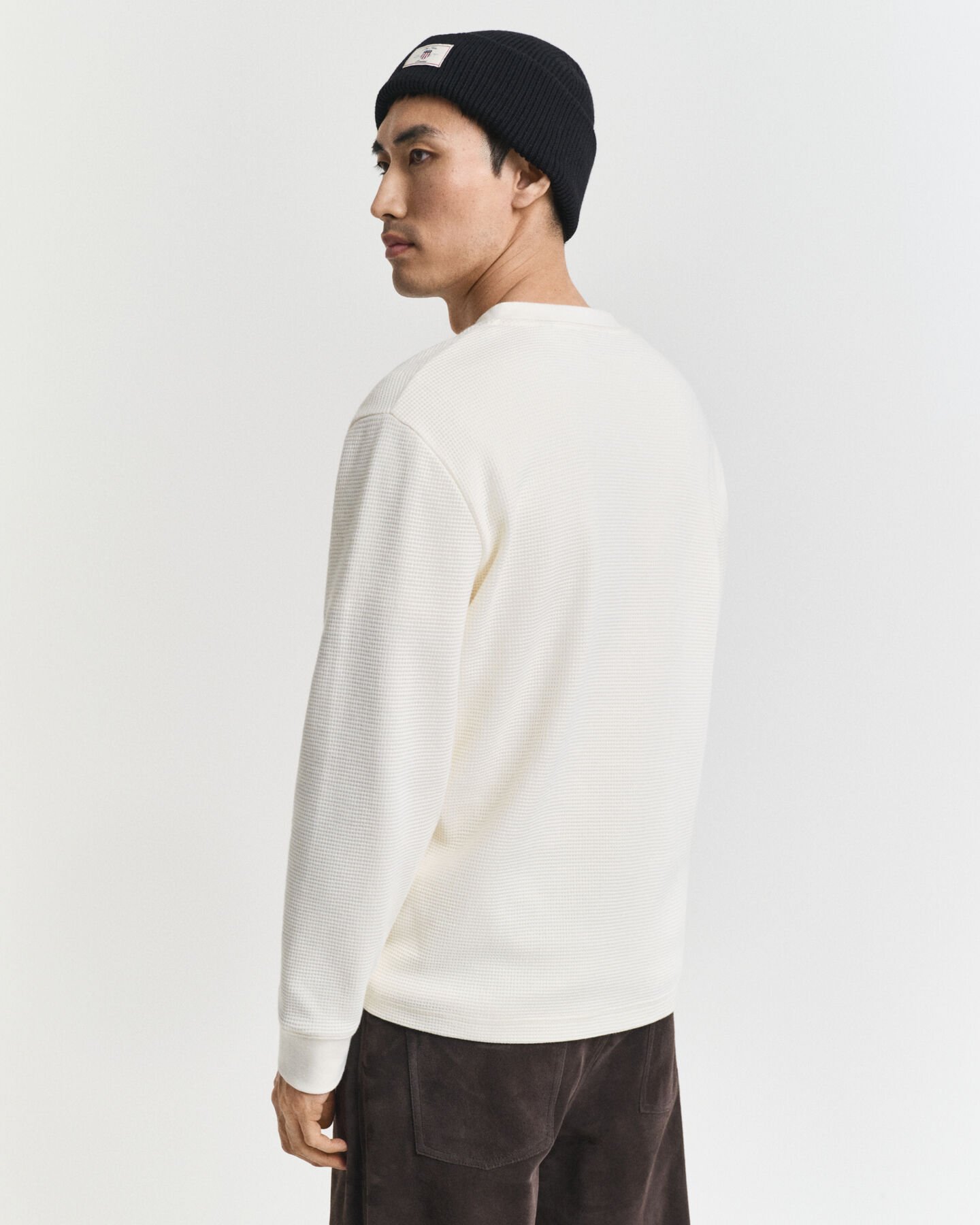 Waffle Textured Long Sleeve Henley T-Shirt