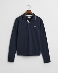 Textured Collar Long Sleeve Polo Shirt