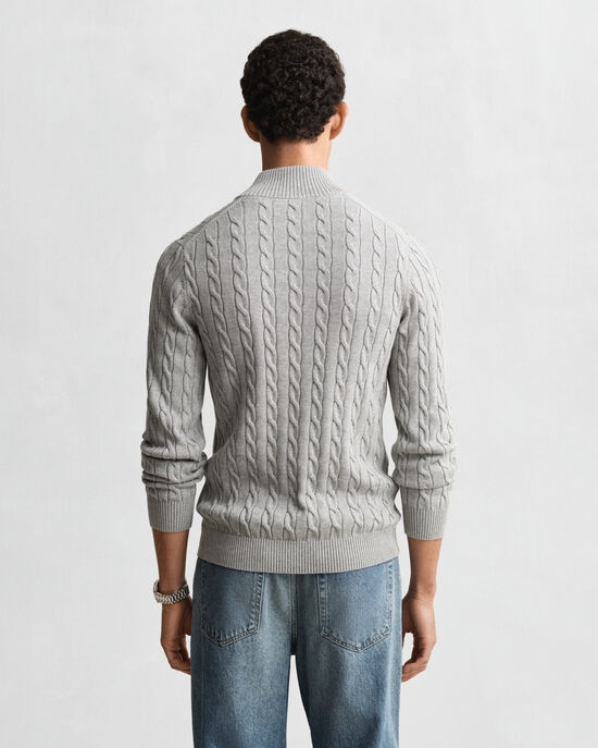 Cotton Cable Knit Half-Zip Sweater