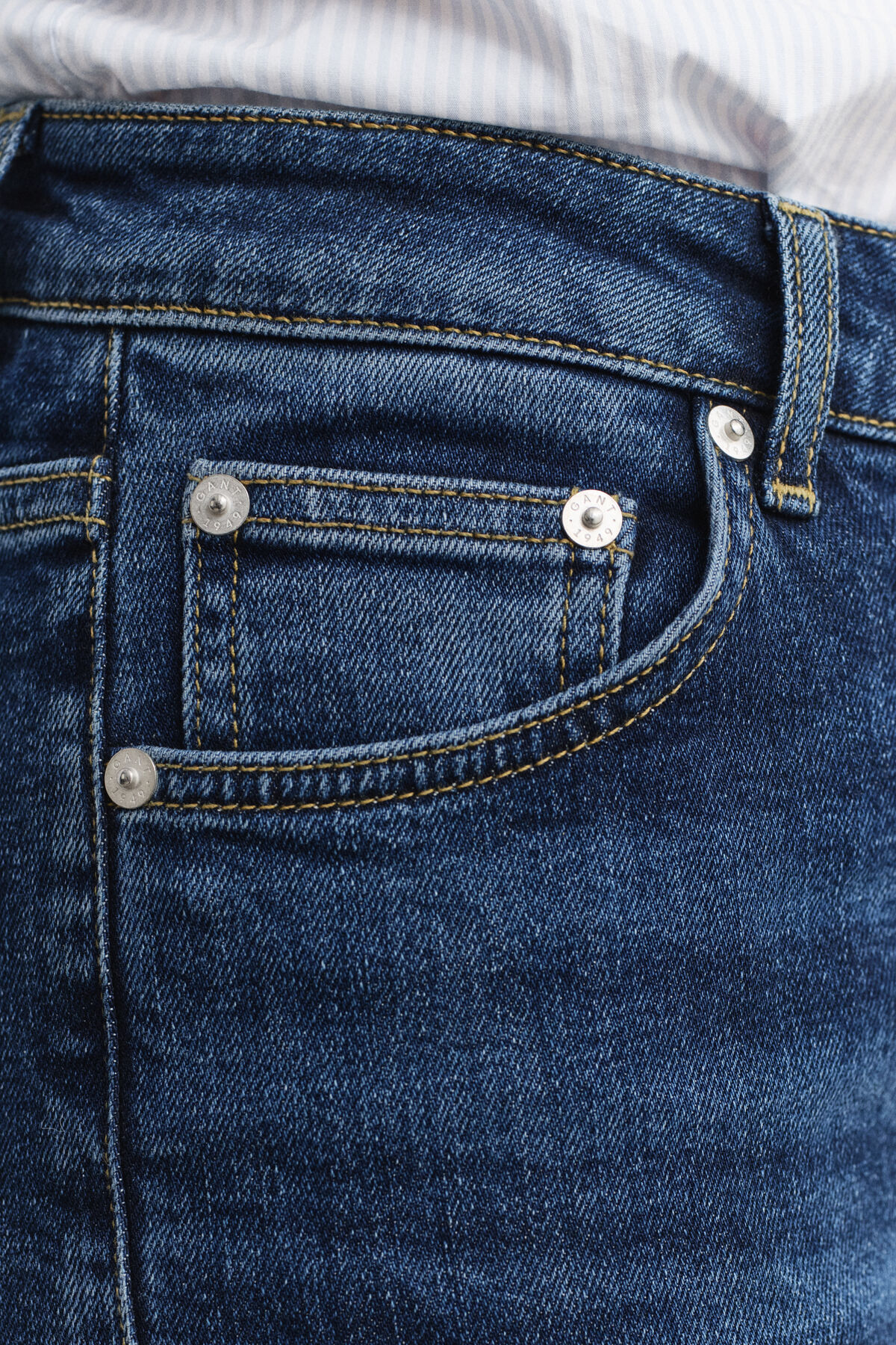 Slim Flared Stretch Jeans — DARK BLUE WORN IN
