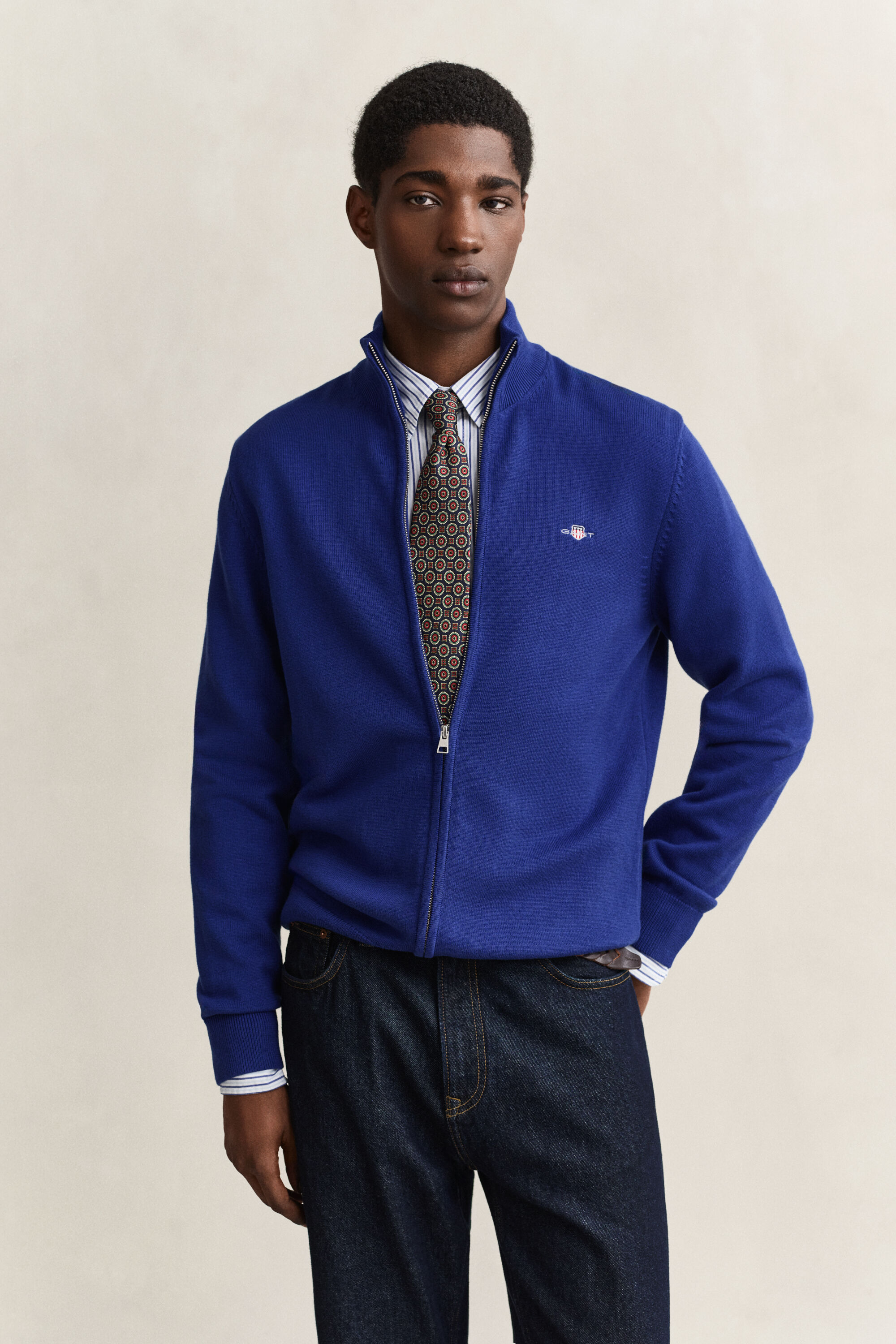 Casual Cotton Zip Cardigan