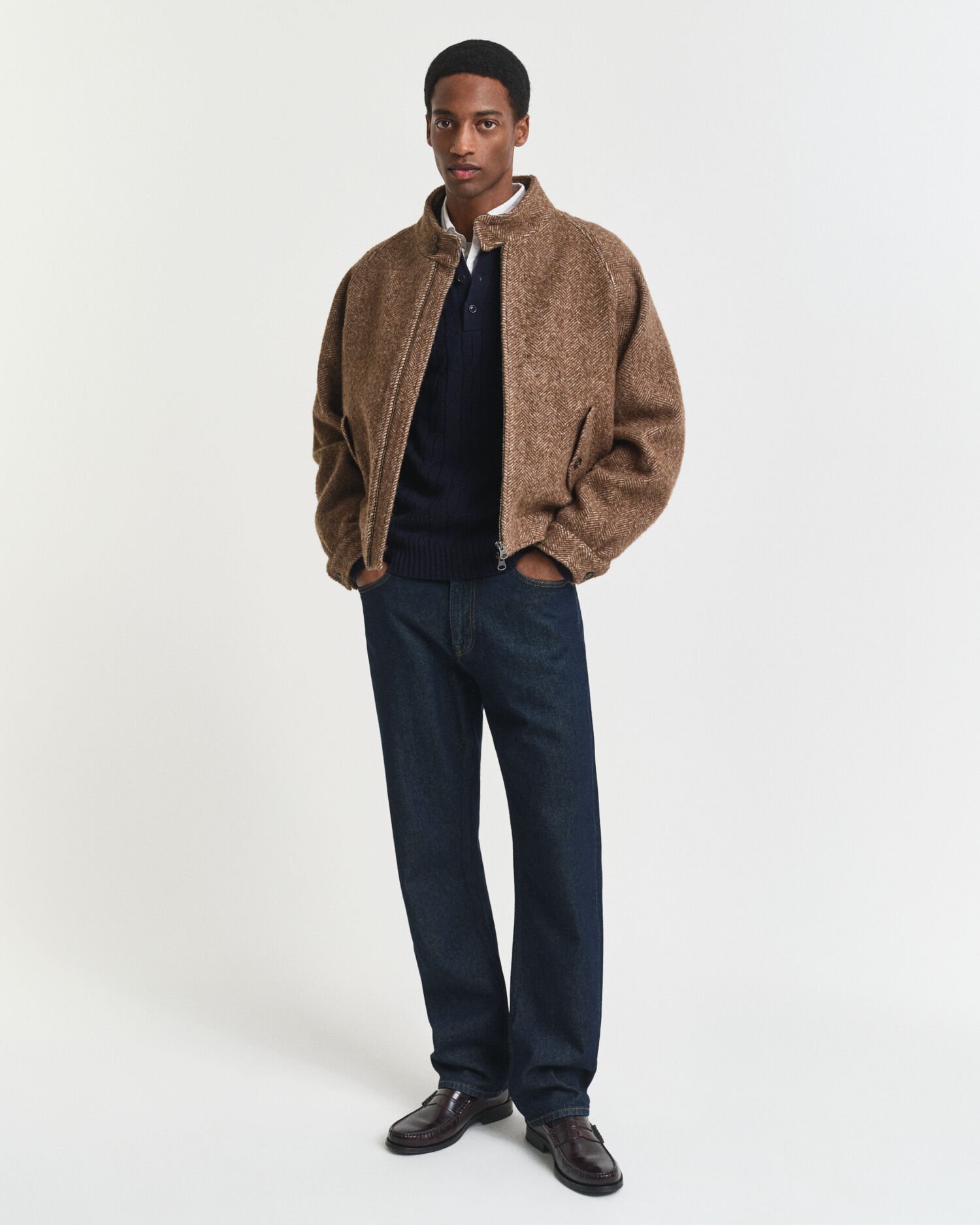 Lambswool Cable Knit Polo Sweater