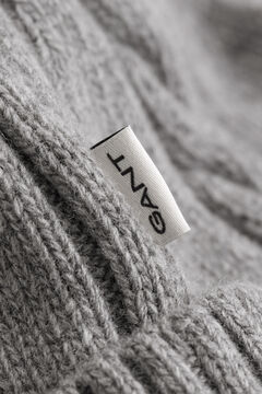 Lambswool Cable Knit Beanie — DARK GREY MELANGE 1
