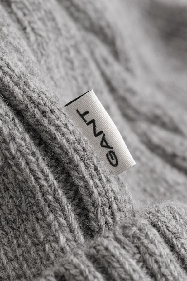 Lambswool Cable Knit Beanie — DARK GREY MELANGE