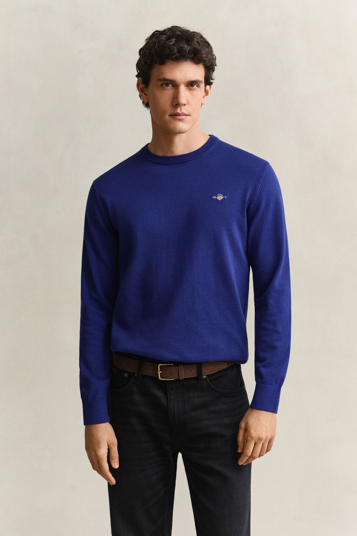 Cotton Crew Neck Sweater — CRISP BLUE