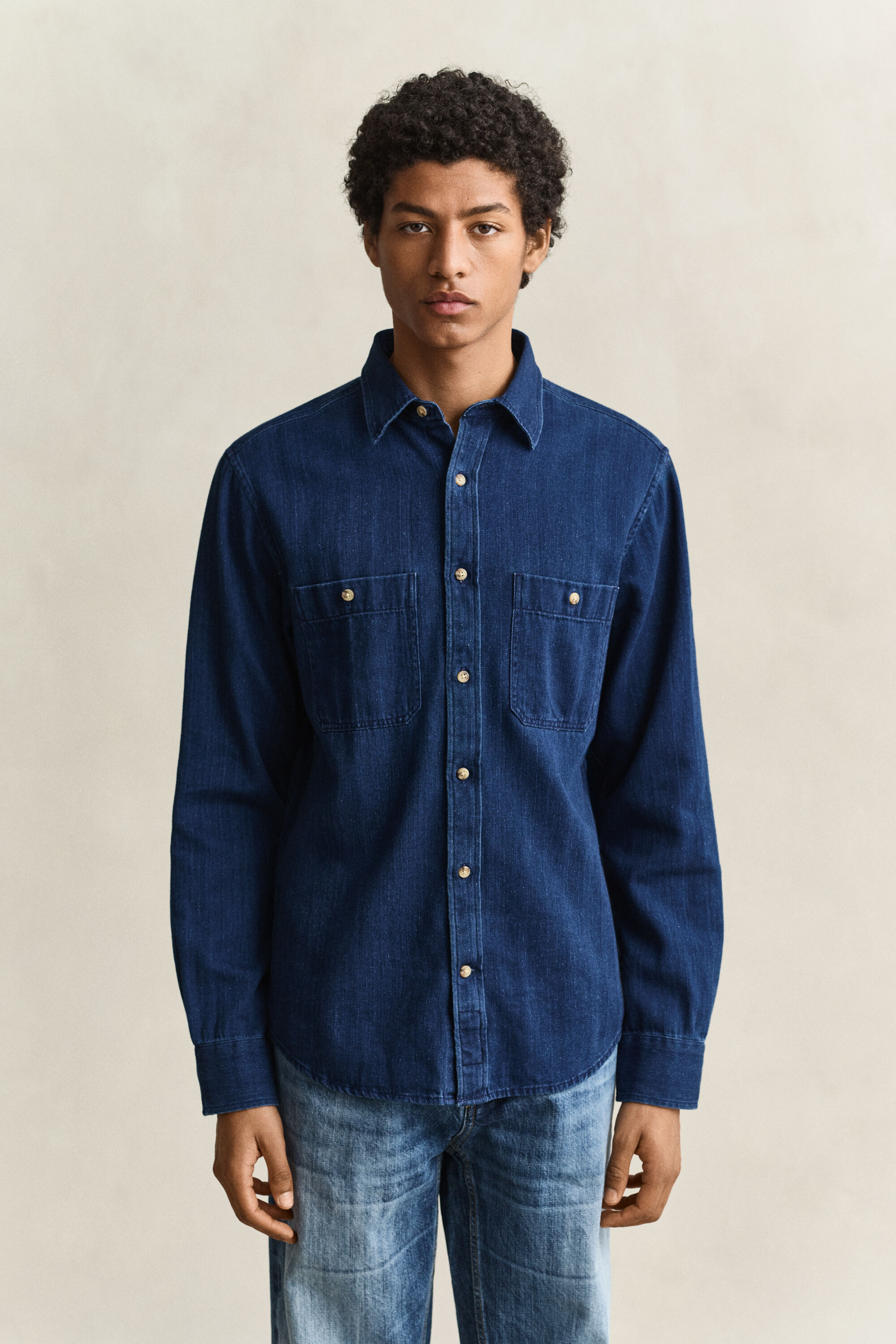 Indigo Herringbone Shirt