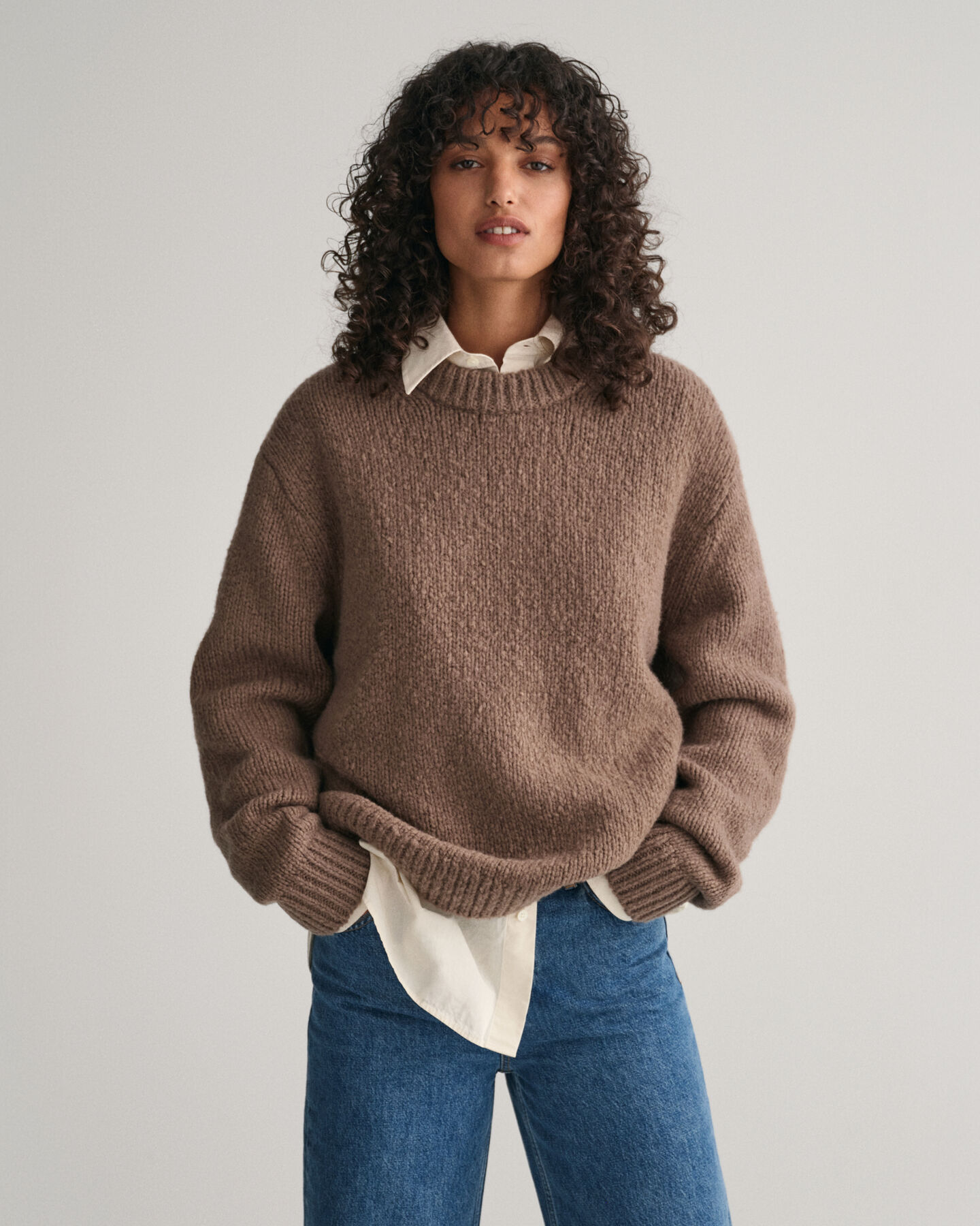 Wool Bouclé Crew Neck Sweater