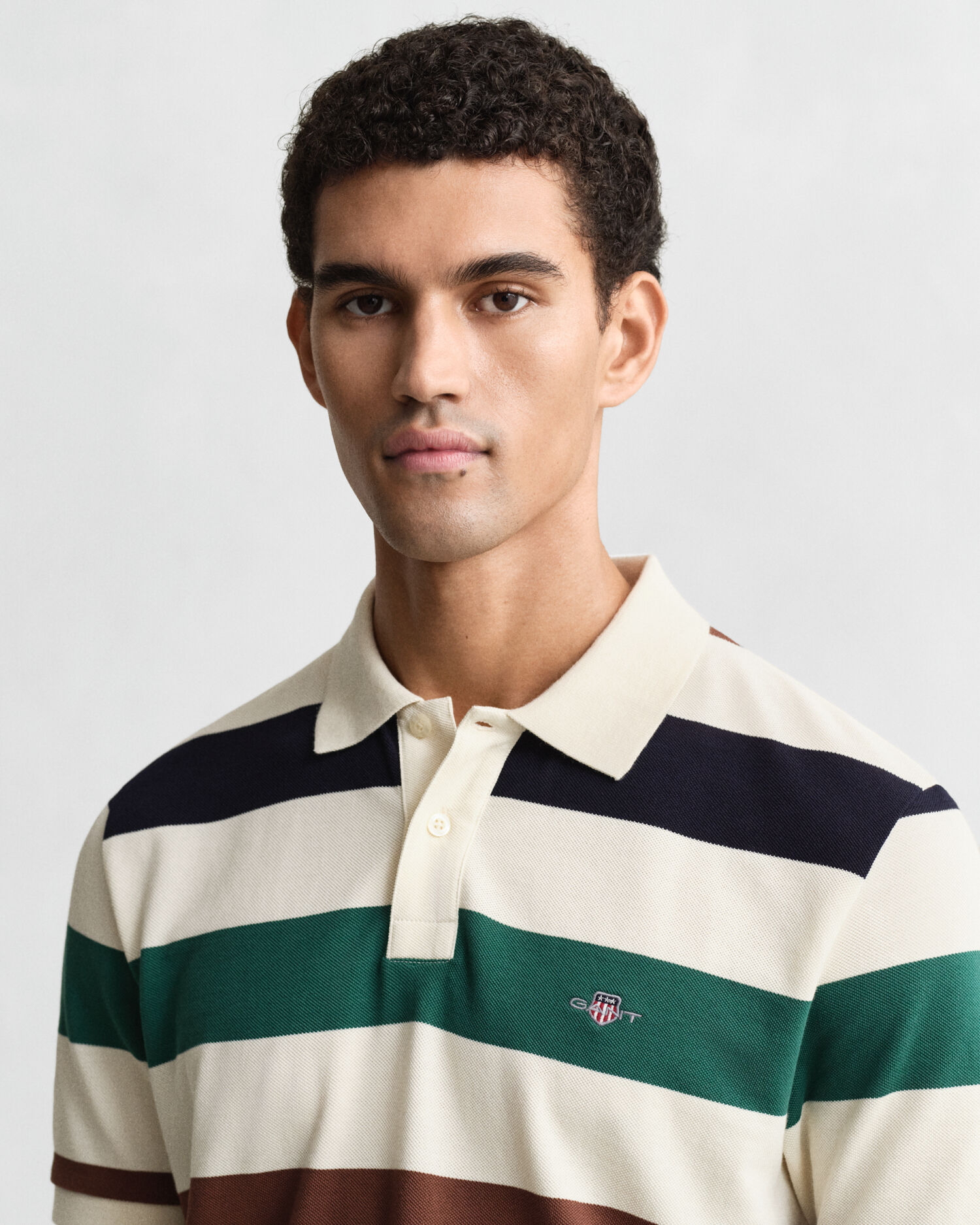 Striped Polo Shirt — CREAM