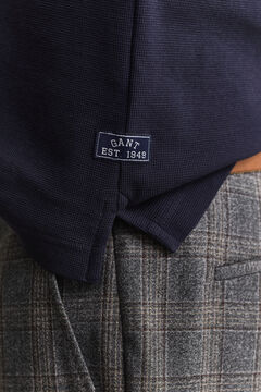 Waffle Texture Polo Shirt — EVENING BLUE 4