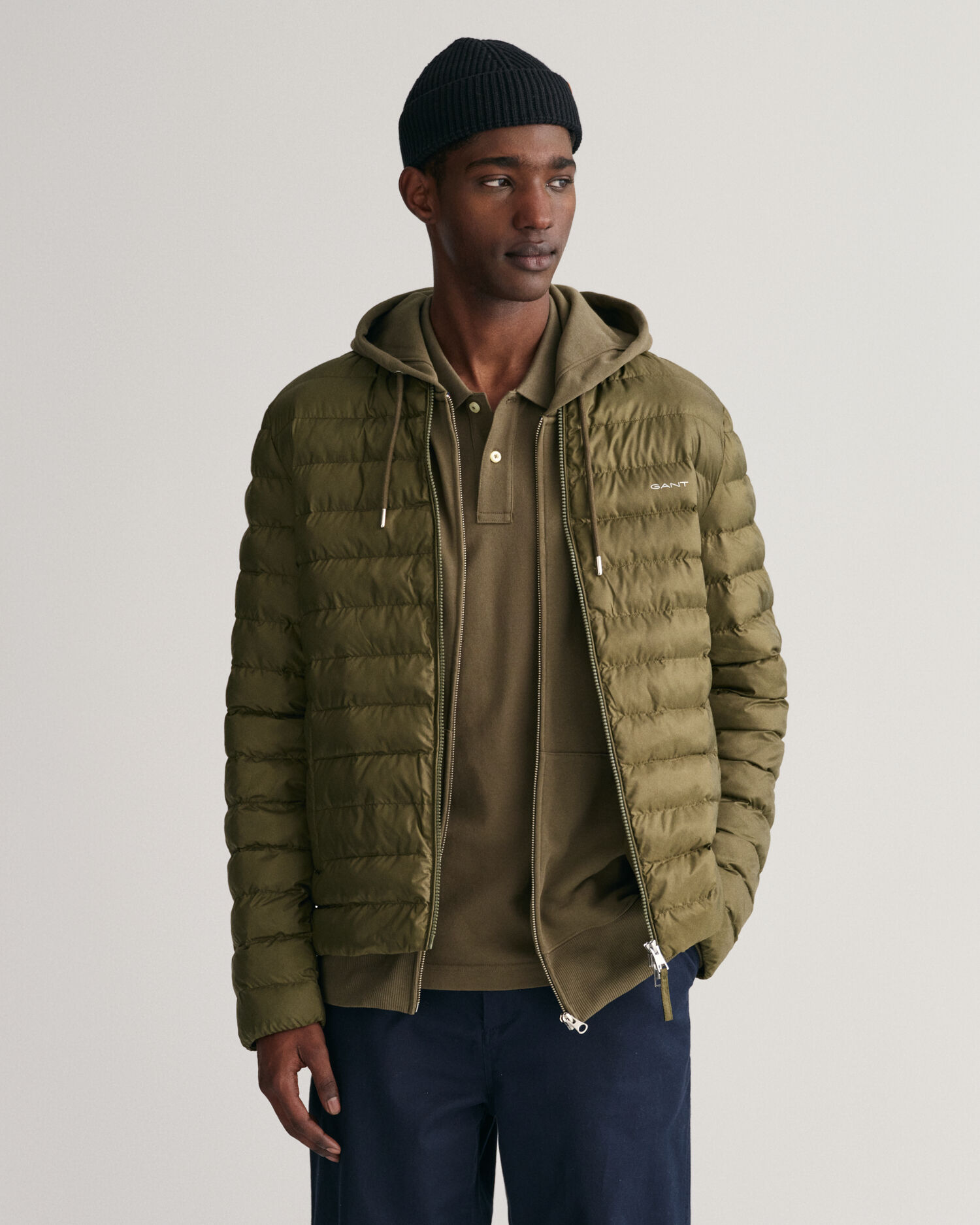 Mens Cotton Green Quilted Bomber Jacket - Jacketpop