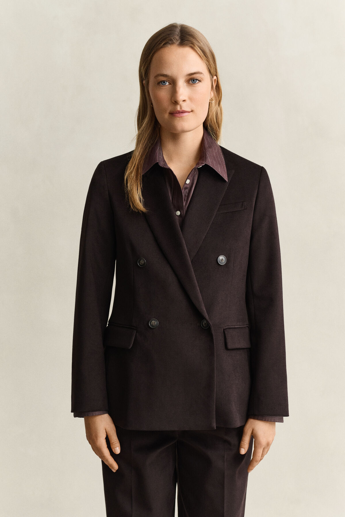 Twill Velvet Club Blazer — DEEP BROWN