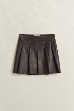 Gant x Yale Pleated Leather Skirt — DEEP BROWN 1