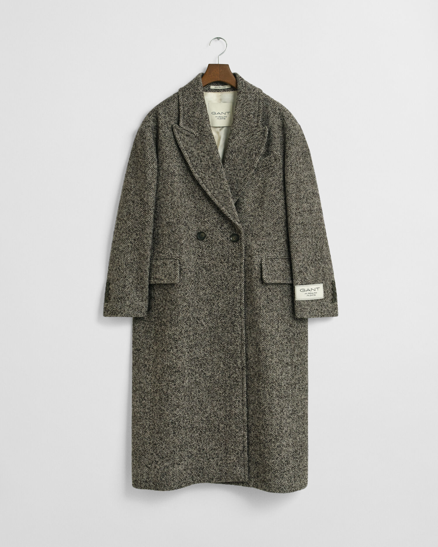 Herringbone Wool Blend Overcoat - GANT