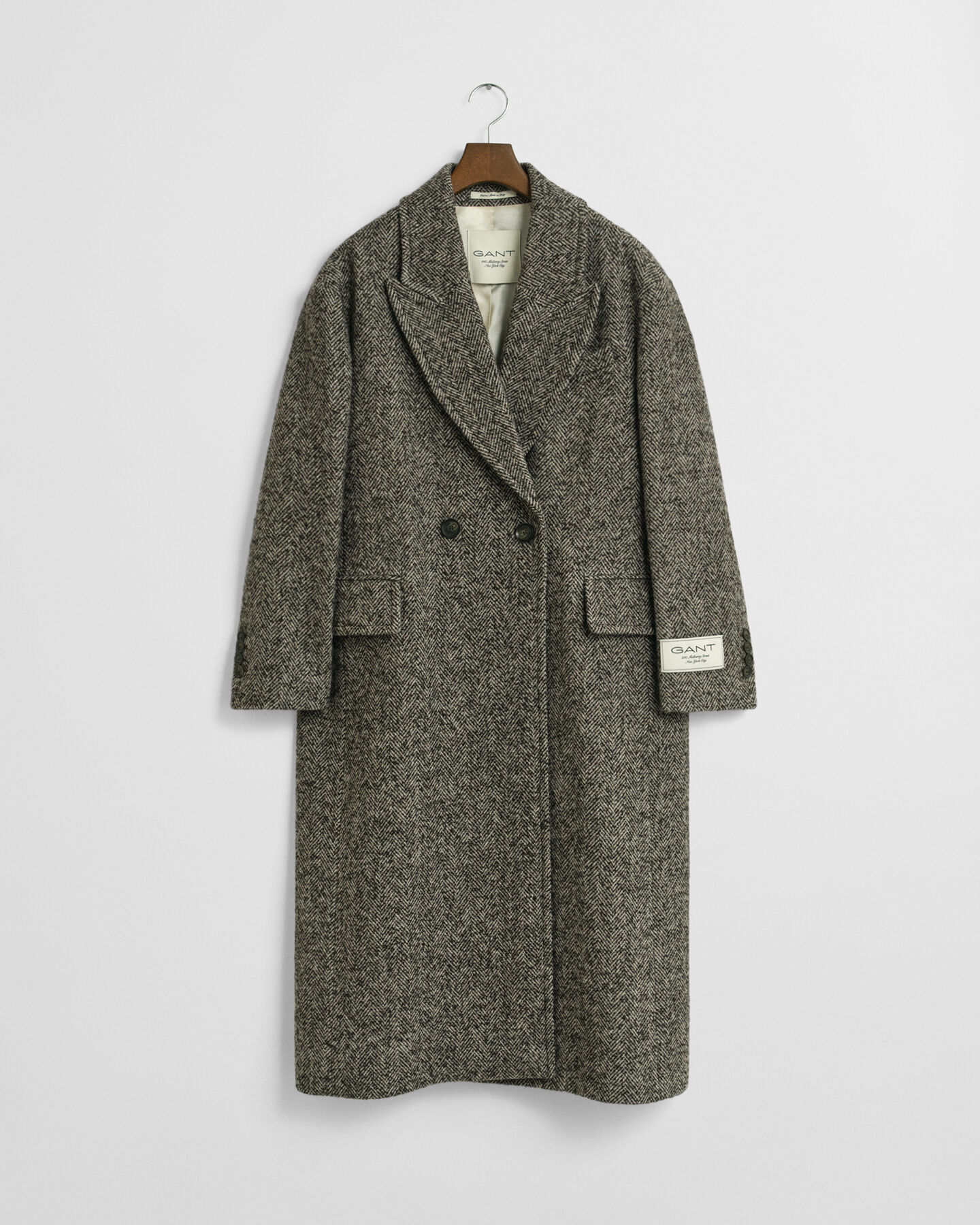 Herringbone Wool Blend Overcoat