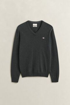 Lambswool V-Neck Sweater — DARK MOSS GREEN 1