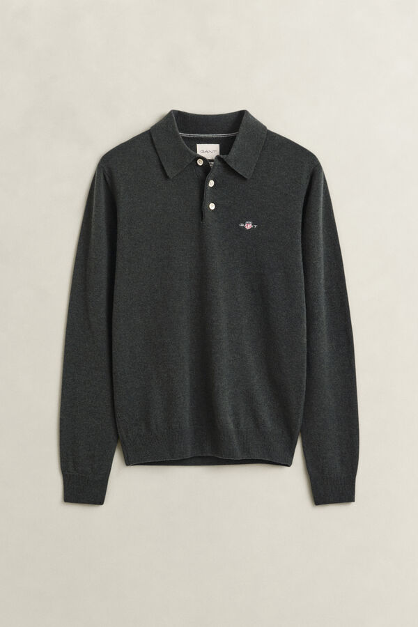 Superfine Lambswool Polo Sweater — DARK MOSS GREEN