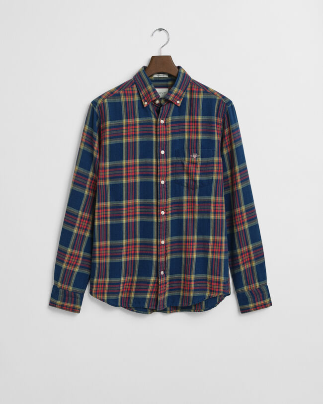 Regular Fit Checked Indigo Twill Shirt