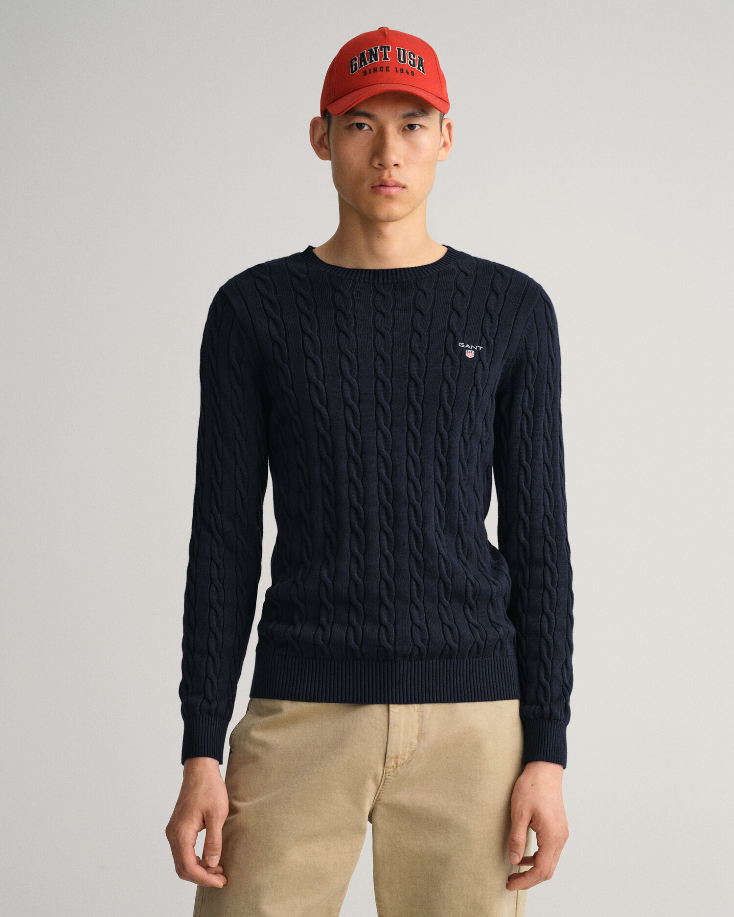 Cotton Cable Crew Neck Sweater