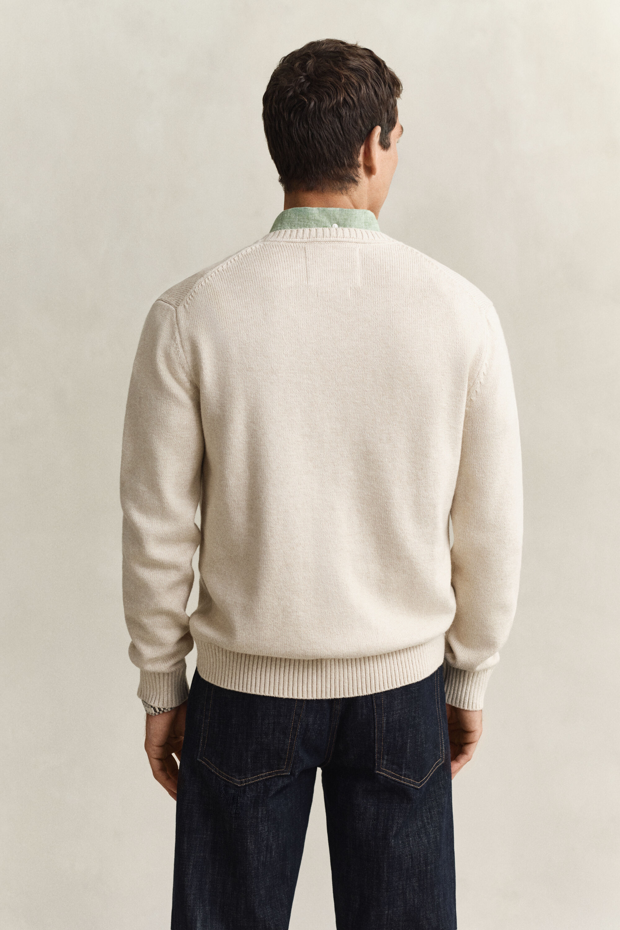 Cotton Blend Crew Neck Sweater