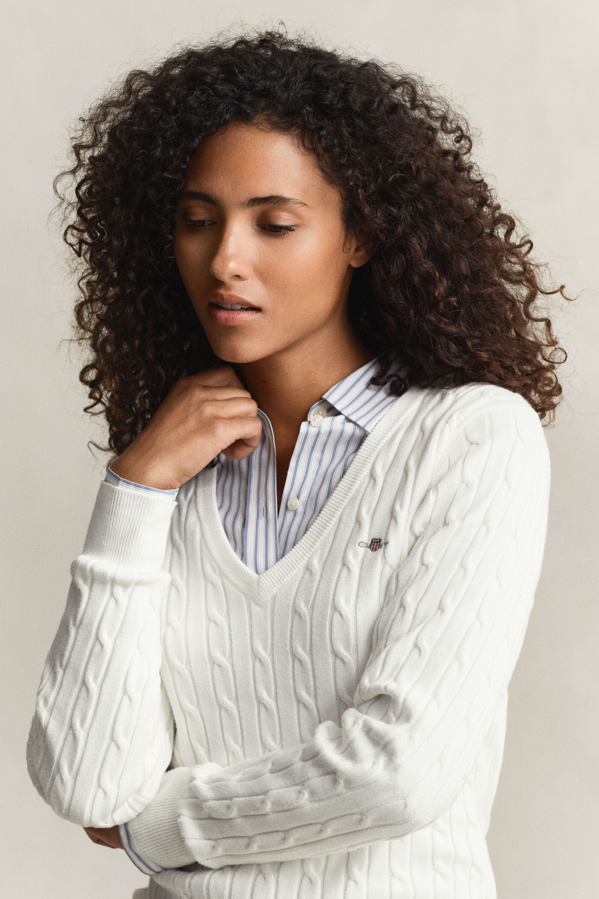 Cable Knit V-Neck Sweater