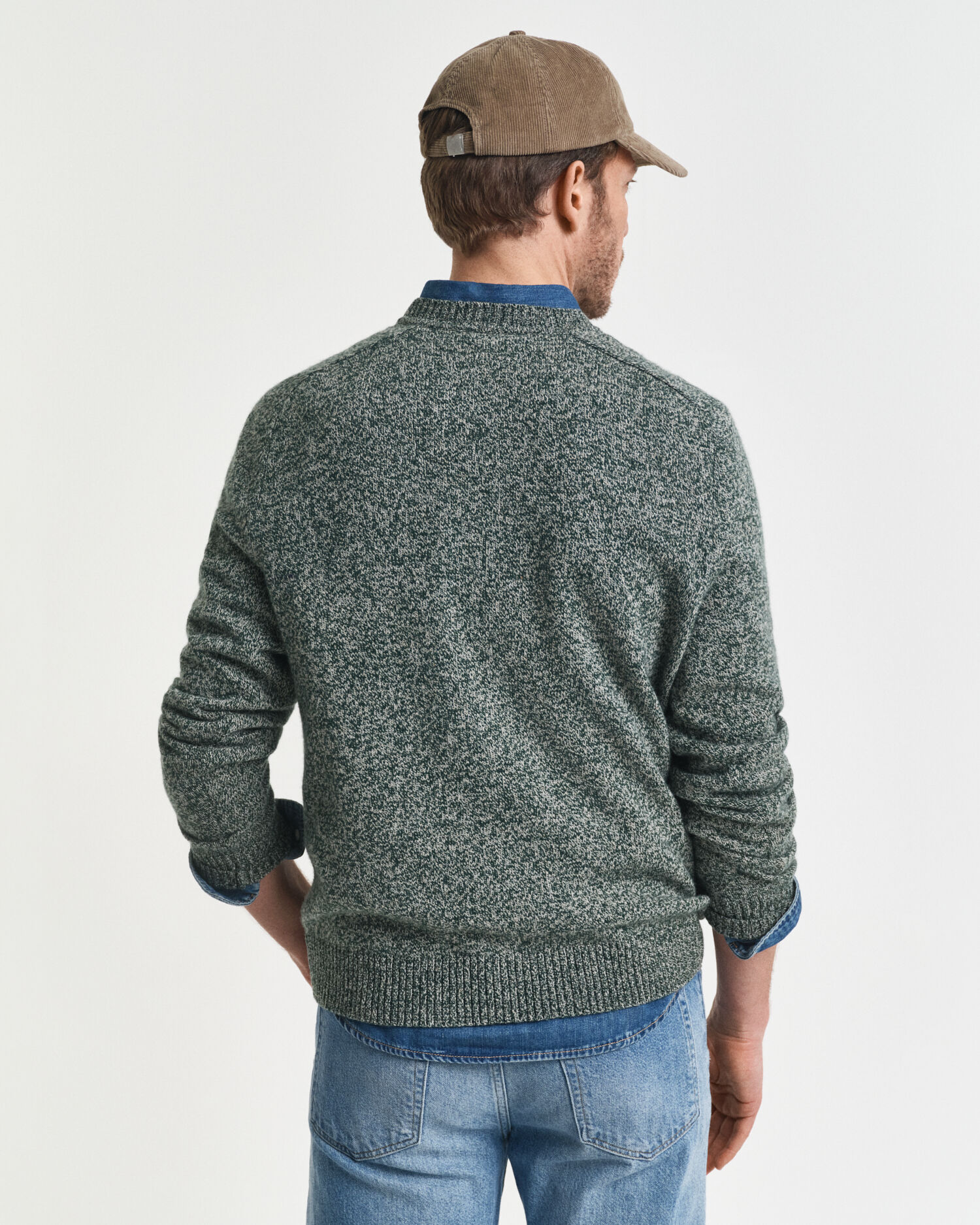Wool Blend Mouliné Crew Neck Sweater