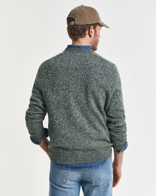 Wool Blend Mouliné Crew Neck Sweater