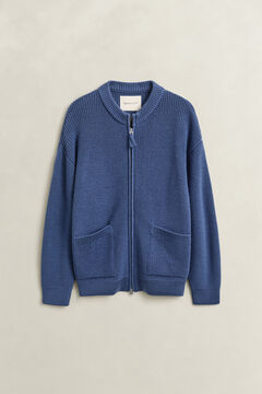 Ribbed Wool Zip Cardigan — BLUE HORIZON 1