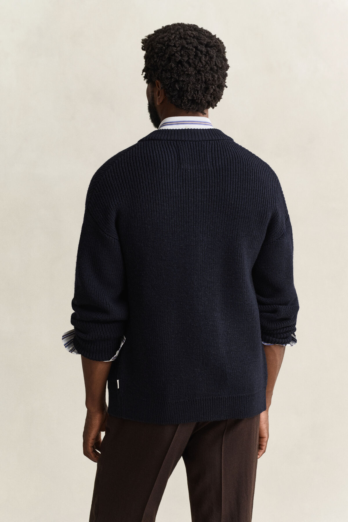 Ribbed Wool Zip Cardigan — EVENING BLUE